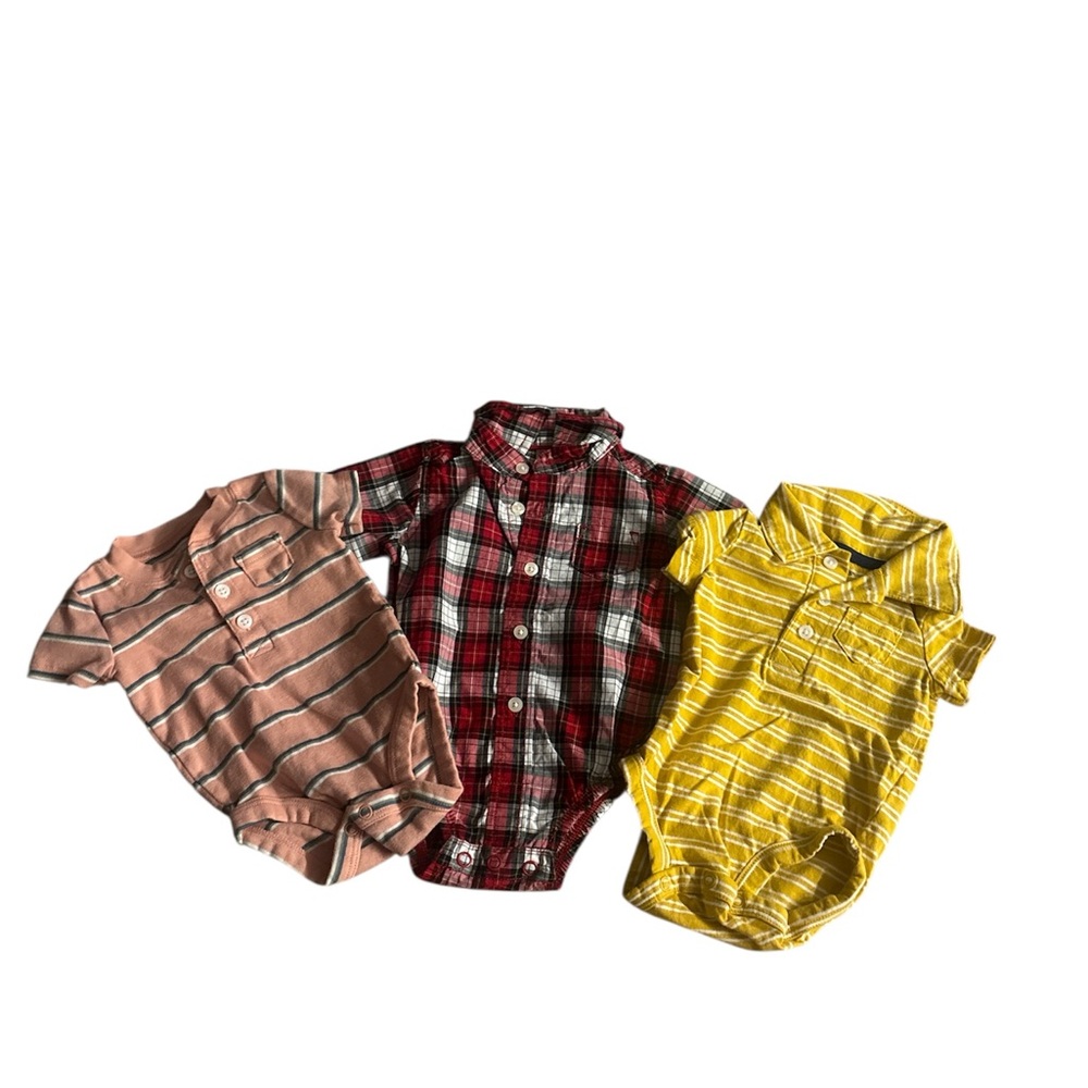 Carters baby boy shirt style bodysuit bundle 3m